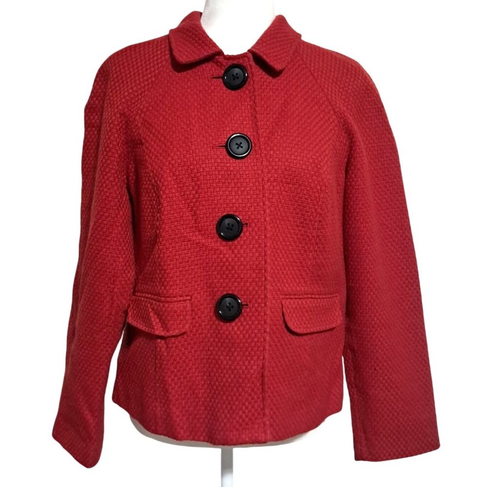 Vintage Classic Red Briggs New York Wool‎ Blend Textured Blazer Jacket Size 10